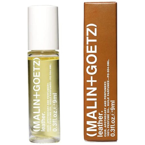 Malin + Goetz Leather Perfume Oil, 0.3 Fl, Oz, - Men & Women Rustic Modern Scented Oil, Fragrance Oil, Roll On Mini Perfume Body Oil, Vegan & Cruelty-Free