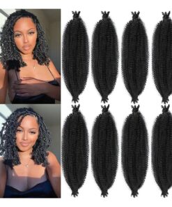 8 Packs Pre-Separated Springy Afro Twist Hair Suitable for Damaged Soft Locs Synthetic Marley Twist Braiding Hair ( 18 inches, 1B )