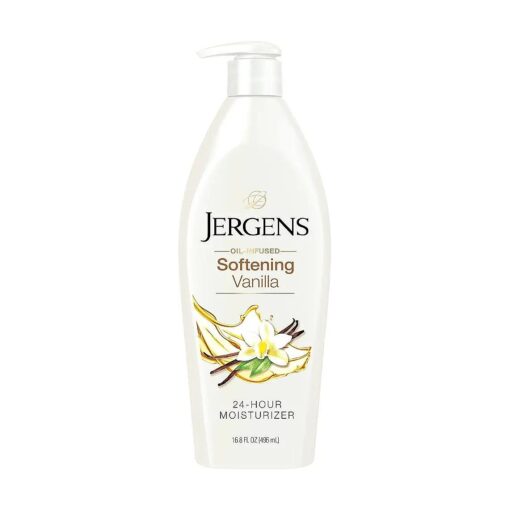 Jergens Softening Vanilla Oil-Infused Moisturizer, 16.8 Fluid Ounce, Soothing Full-Body Moisture, with Sweet Vanilla Essence, Oil-Infused