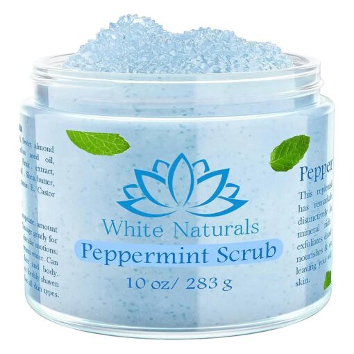 Pure Peppermint Scrub, Moisturizing and Exfoliating Face & Body Scrub, Organic Exfoliator Scrub Fights Stretch Marks, Fine Lines and Wrinkles, Natural Plant-based, Vegan, Cruelty-Free Shower Scrub