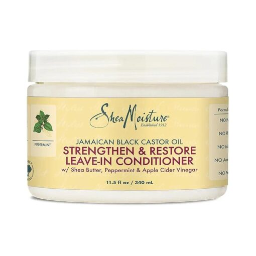 SheaMoisture Jamaican Black Castor Oil Leave In Conditioner For Damaged Hair 100 % Pure Jamaican Black Castor Oil To Soften And Detangle Hair 11.5oz