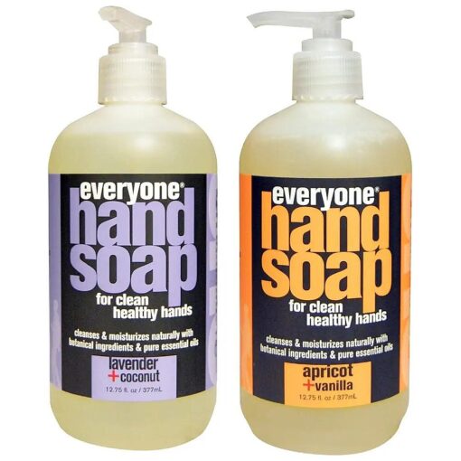 Everyone Botanical Lavender + Coconut Hand Soap & Everyone Botanical Apricot + Vanilla Hand Soap Bundle, 12.75 oz each