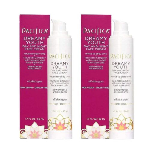 Pacifica Beauty Dreamy Youth Day and Night Face Cream - 2 Pack - Moisturizer - For Dry and Aging Skin - Peptides, Grapeseed Oil, Floral Stem Cells - Sulfate + Paraben Free - Vegan and Cruelty Free