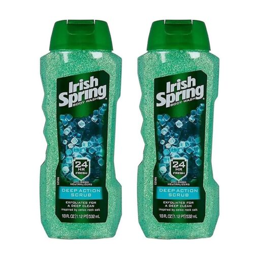 Irish Spring Body Wash Deep Action Exfoliating Scrub, 18 Fl Oz ( Pack of 2 )