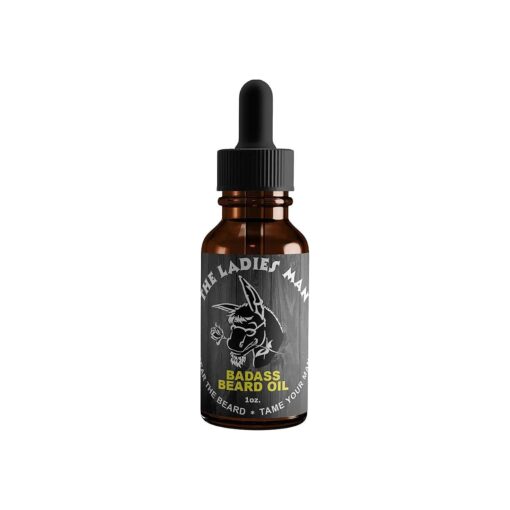 Badass Beard Care Oil For Men - The Ladies Man Scent, 1 oz - All Natural Ingredients, Keeps Beard and Mustache Full, Soft and Healthy