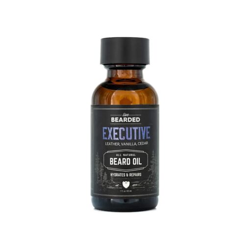 Live Bearded : Beard Oil - Premium All-Natural Beard Oil for Men with Jojoba Oil Beard Care - 1 fl oz - Made in the USA - Beard Oil for Dry Flaky Skin - Executive Scented : Cedar, Vanilla Beard Oil