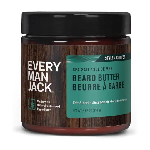 Every Man Jack Beard Butter - Rejuvenate, Soften, and Styles Beard with Light Hold - Light Sea Salt Scent - Made w/Naturally Derived Ingredients like Cocoa Butter and Shea Butter - 4oz