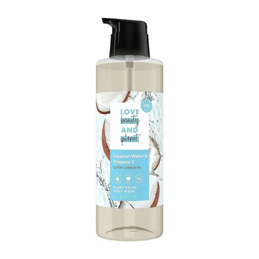 Love Beauty And Planet Body Wash Softened, Visibly Glowing Skin Coconut Water and Vitamin C Made with Plant-Based Cleansers and Skin Care Ingredients 32.3 fl oz