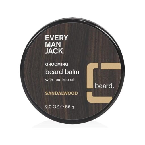 Every Man Jack Beard Balm - Subtle Sandalwood Fragrance - Moisturizes, Protects, and Strengthens Your Beard - Naturally Derived with Tea Tree Oil, Shea Butter, and Jojoba - 2.0 - Fluid Ounces