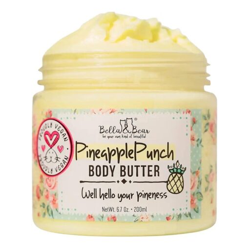 Bella & Bear Pineapple Body Butter, Hydrating Formula - Vegan Travel Size ( 6.7oz )