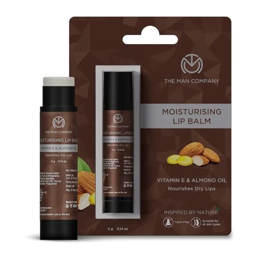 The Man Company Nourishing Lip Balm with Vitamin E, Almond & Olive Oil | Soft, Supple, Moisturizes | Free from Dry/Chapped Lips - 4gm