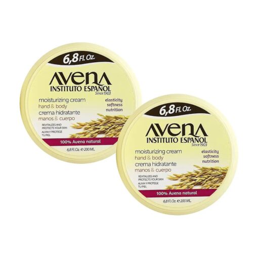 Avena Instituto Espanol, Moisturizing Cream, Hand & Body, Revitalizes and Protects your Skin, 2-Pack Of 6.8 FL Oz each, 2 Jars