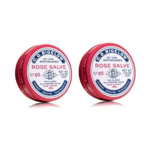 C.O, Bigelow All Purpose Classic Rose Salve Lip Balm, .8 Oz ( 22g ) Tin, 2 Pack