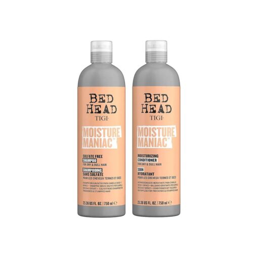 Bed Head by TIGI Shampoo and Conditioner For Dry Hair Moisture Maniac Sulfate-Free Shampoo & Moisturizing Conditioner with Argan Oil 25.36 fl oz 2 count, Orange