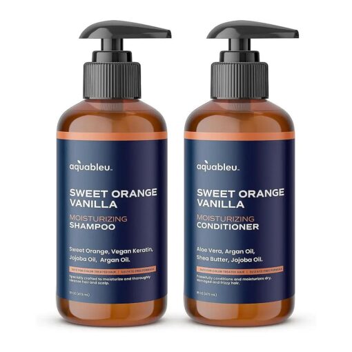 Sweet Orange Vanilla Shampoo & Conditioner Set - Natural Moisturizing, For Dry & Damaged Hair - Sulfate & Paraben Free - For Colour Treated Hair - 16oz