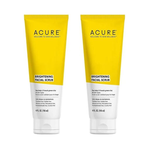 Acure Organics Brightening Facial Scrub, 4 fl, oz, Pack of 2