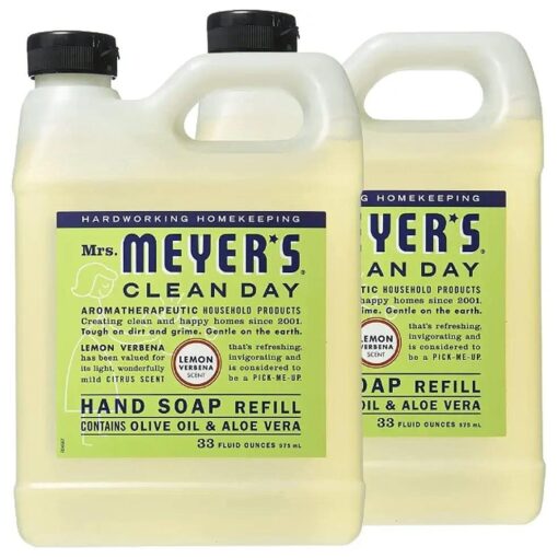 Liquid Hand Soap Refill, Cruelty Free and Biodegradable Formula, Herbal Free, Mass Skin Care, Non-Drying, Softening Cleanser, Lemon Verbena Scent, 33 OZ Each Pack, Pack of 2