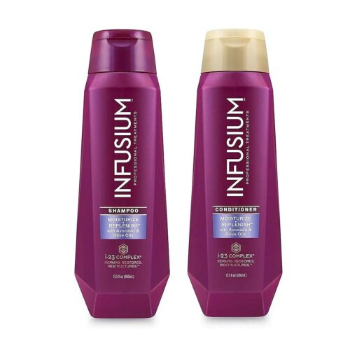 Infusium Professional Treatments Haircare - Moisturize + Replenish With Avocado & Olive Oils - Shampoo & Conditioner Set - Net Wt, 13.5 FL OZ ( 400 mL ) Per Bottle - One Set