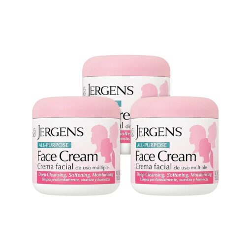 Jergens All Purpose Face Cream, Deep Cleansing Facial Cream, Makes Skin Smooth and Vibrant, 15 Ounce ( Pack of 3 )