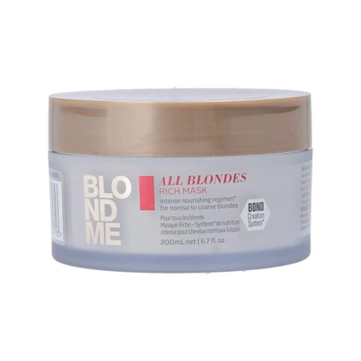 BlondMe All Blondes Rich Mask - Deep Conditioning Bond Restoring Hair Treatment - Smoothing and Nourishing for Normal to Coarse Color Treated and Natural Blonde Hair