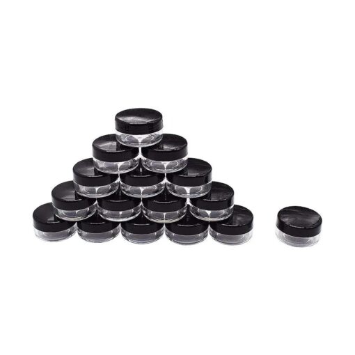 10 Gram Jar,10 ML Jar, Cosmetic Sample Storage Containers New Plastic Empty Black Lid For Make Up Eye Shadow Creams Lip Balm Lotions,50 Pcs by Healthcom