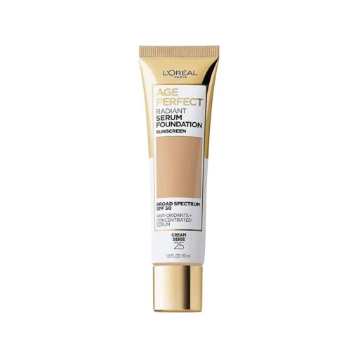 L'Oreal Paris Age Perfect Radiant Serum Foundation with SPF 50, Cream Beige, 1 Ounce