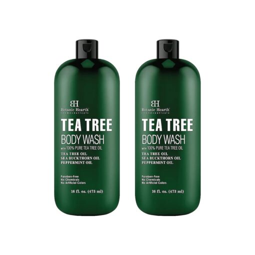 Botanic Hearth Tea Tree Body Wash, Helps Nail, Athletes Foot, Ringworms, Jock Itch, Acne, Eczema & Body Odor, Soothes Itching & Promotes Healthy Skin and Feet, Naturally Scented,16 fl oz 2 Pack