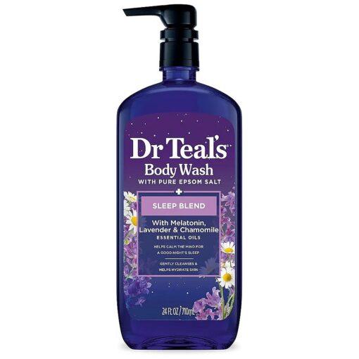 Dr Teal 's Sleep Body Wash with Melatonin, Lavender & Chamomile & Essential Oil Blend, 24 fl oz .