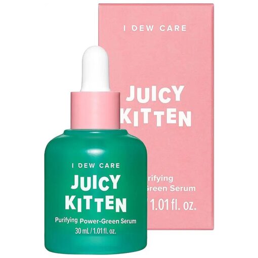 I Dew Care Face Serum - Juicy Kitten | With Kale, Heartleaf, Moringa Seed, Willow Bark Extarct, Purifying Power-Green Korean Skincare with Niacinamide, Green Juice for Face, Gift,1.01 Fl Oz