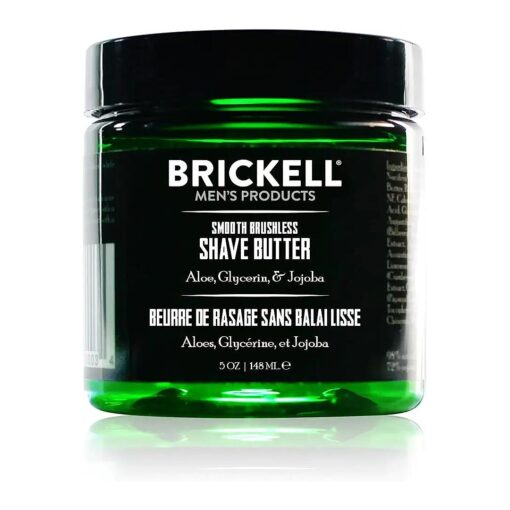 Brickell Men 's Smooth Brushless Shave Butter for Men, Natural and Organic Smooth Shaving Butter to Fight Nicks, Cuts and Razor Burn, 5 Ounce, Scented