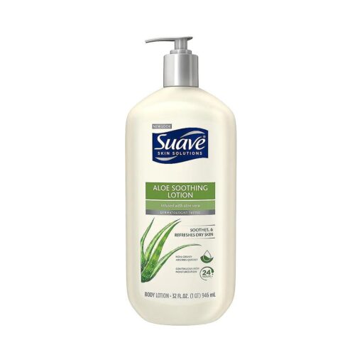 Suave Skin Solutions Body Lotion, Soothing with Aloe, 32 Fl Oz