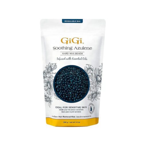 GiGi Hard Wax Beads, Soothing Azulene Hair Removal Wax for Sensitive Skin, 14 oz