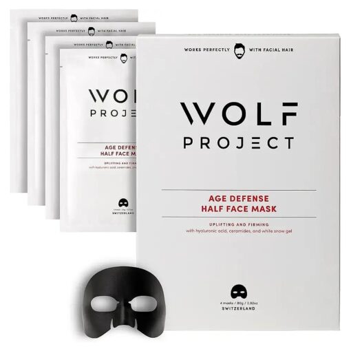 Wolf Project Anti-Age Face Mask - Reduce Wrinkles, Boost Radiance, and Look Visibly Younger - Half Mask - Pack of 4