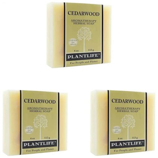 Plantlife Cedarwood 3-Pack Bar Soap - Moisturizing and Soothing Soap for Your Skin - Hand Crafted Using Plant-Based Ingredients - Made in California 4oz Bar