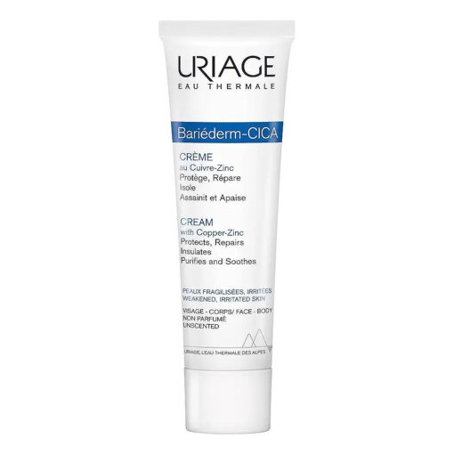 Uriage Bariederm Cica-Cream | Face and Body Cream that Protects & Repairs Irritated Skin | With Hyaluronic Acid, vitamin B5, Copper and Zinc : Relieves Discomfort, Rash Relief | Every Day SOS Cream