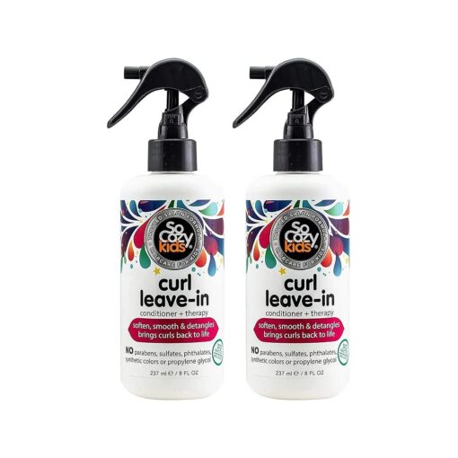 So Cozy, Curl Spray LeaveIn Conditioner For Kids Hair Detangles And Restores Curls No Parabens Sulfates Synthetic Colors Or Dyes, Jojoba Oil, Olive Oil & Vitamin B5, Sweet-Pea, White,8 Fl Oz ( Pack of 2 )