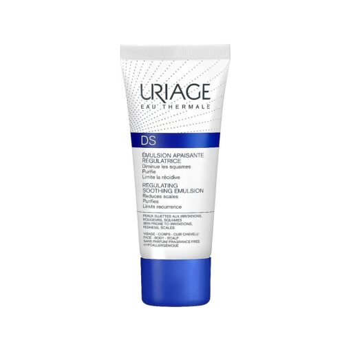 URIAGE D.S, Regulating Soothing Emulsion 1.35 fl.oz, | Treatment with Restorative & Hydrating Properties for Face & Body | Reduces Scales and Soothes Skins Subjected to Irritations, Redness and Scales