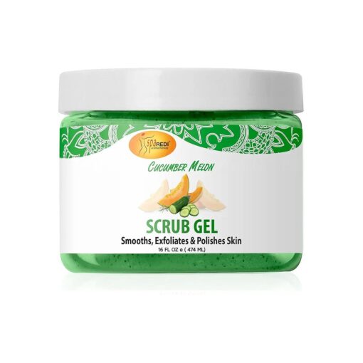 Exfoliating Scrub Pumice Gel, Cucumber Melon, 16 oz - Manicure, Pedicure and Body Exfoliator Infused with Hyaluronic Acid, Amino Acids, Panthenol and Comfrey Extract