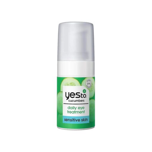 Yes To Cucumber Daily Eye Treatment, Moisturizing Quick-Absorbing Treatment For Under-Eye Skin To De-Puff & Hydrate, With Caffeine Compound & Evodia Fruit Extract, Natural & Cruelty Free, 0.5 Fl Oz