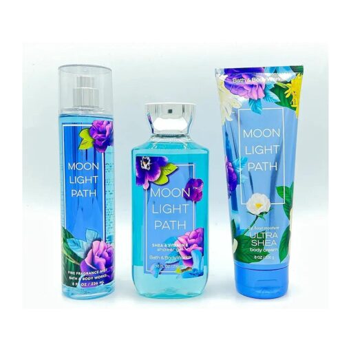 Bath & Body Works Moonlight Path Body Set - Shower Gel 10 Fl Oz, Fine Fragrance Mist 8 Fl Oz & Body Cream 8 Fl Oz