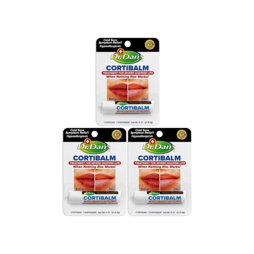 Dr. Dan 's Cortibalm- 3 Pack - for Dry Cracked Lips - Healing Lip Balm for Severely Chapped Lips - Designed for Men, Women and Children