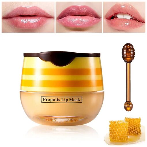 Bee Lip Balm Lip Balm Honey Pot, Honey Lip Balm, Hydrating & Prevention Dry and Cracked Sleeping Lip Mask Lip Scrubs Exfoliator & Moisturizer With Applicator Lip Care Products for Dry Lips