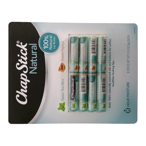 ChapStick Natural lip butter 4 green tea mint & 4 Sweet Papaya, 8 Sticks total