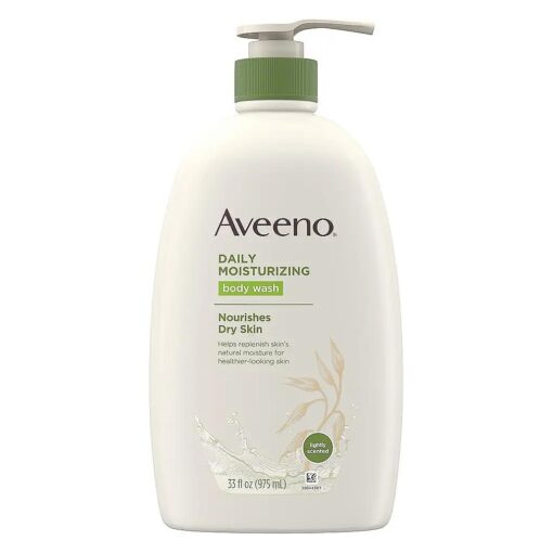 Aveeno Daily Moisturizing Body Wash with Soothing Oat, Creamy Shower Gel, Soap-Free and Dye-Free, Light Fragrance, 33 fl, oz