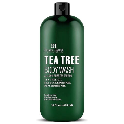 Tea Tree Body Wash, Helps with Nails, Athletes Foot, Ringworms, Jock Itch, Acne, Eczema & Odor, Soothes Itching Promotes Healthy Skin and Feet, Naturally Scented, 16 fl oz