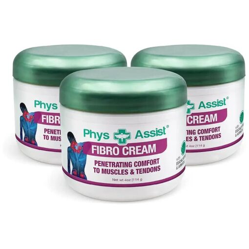 PhysAssist Fibromyalgia Cream Deep Soothing for Body, Back, Neck, Feet, Legs, Hands, 3 jars of 4 OZ ( 12 OZ )