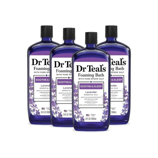 Dr Teal 's Foaming Bath with Pure Epsom Salt, Soothe & Sleep with Lavender, 34 fl oz ( Pack of 4 ) ( Packaging May Vary )