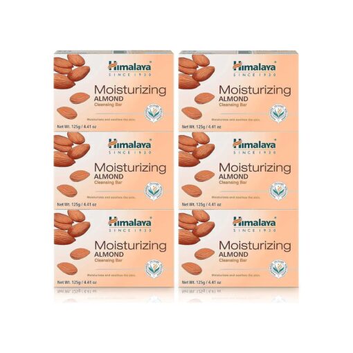 Himalaya Moisturizing Almond Cleansing bar, Body Soap for Soft and Healthy-Looking Skin 4.41 oz/125 g, 6 Pack