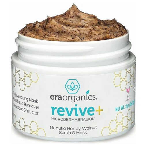 Era Organics Microdermabrasion Facial Scrub & Face Exfoliator - Spa Quality Exfoliating Mask with Manuka Honey Walnut Moisturizing Exfoliant for Dry Skin, Blackheads Wrinkles ( 2 oz )