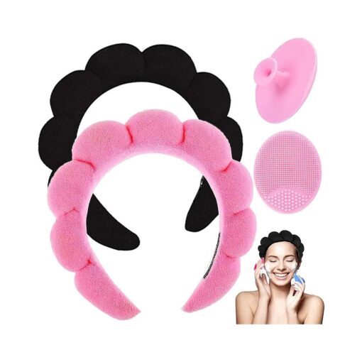 Spa Headband for Washing Face, Face Scrubber, Facial Exfoliator, Sponge Makeup Headband, Skincare Headbands for Makeup Removal, Terry Cloth Headband Bubble Soft Puffy Headband for Women Girl